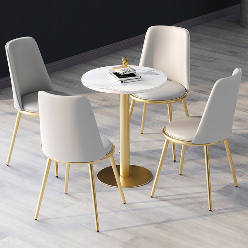 Stone Top Dining Table Contemporary Table with Sled Base in Gold