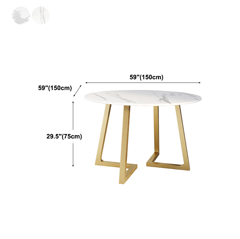 Stone Top Dining Table Contemporary Table with Sled Base in Gold