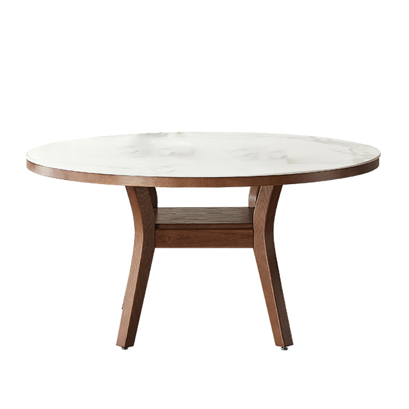 Modern Dining Round Table Dining Sintered Stone Table for Restaurant with Wood Legs