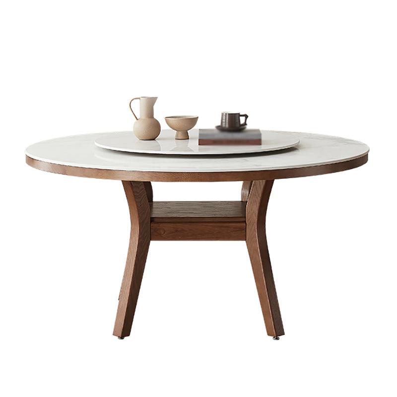 Modern Dining Round Table Dining Sintered Stone Table for Restaurant with Wood Legs
