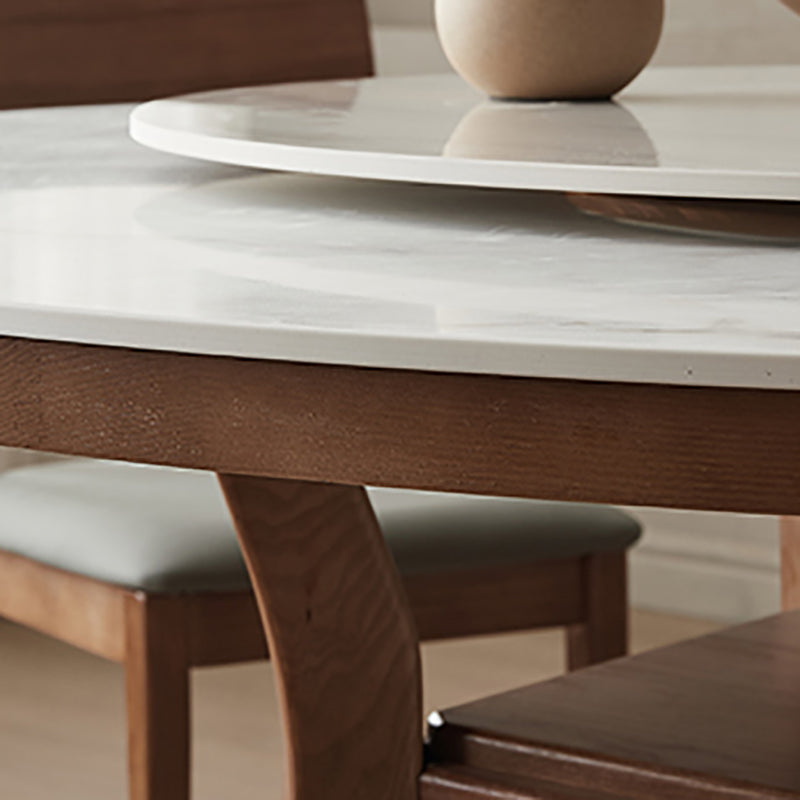 Modern Dining Round Table Dining Sintered Stone Table for Restaurant with Wood Legs
