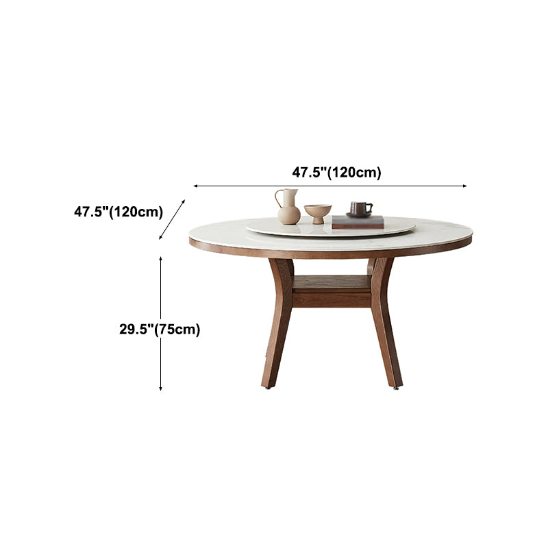 Modern Dining Round Table Dining Sintered Stone Table for Restaurant with Wood Legs