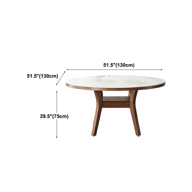 Modern Dining Round Table Dining Sintered Stone Table for Restaurant with Wood Legs