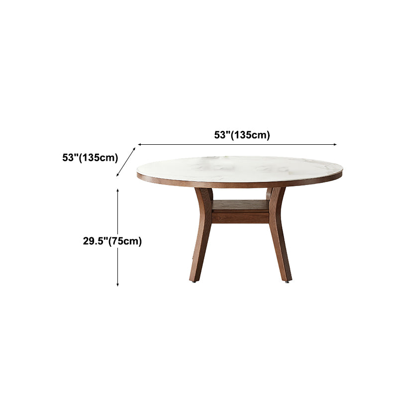 Modern Dining Round Table Dining Sintered Stone Table for Restaurant with Wood Legs