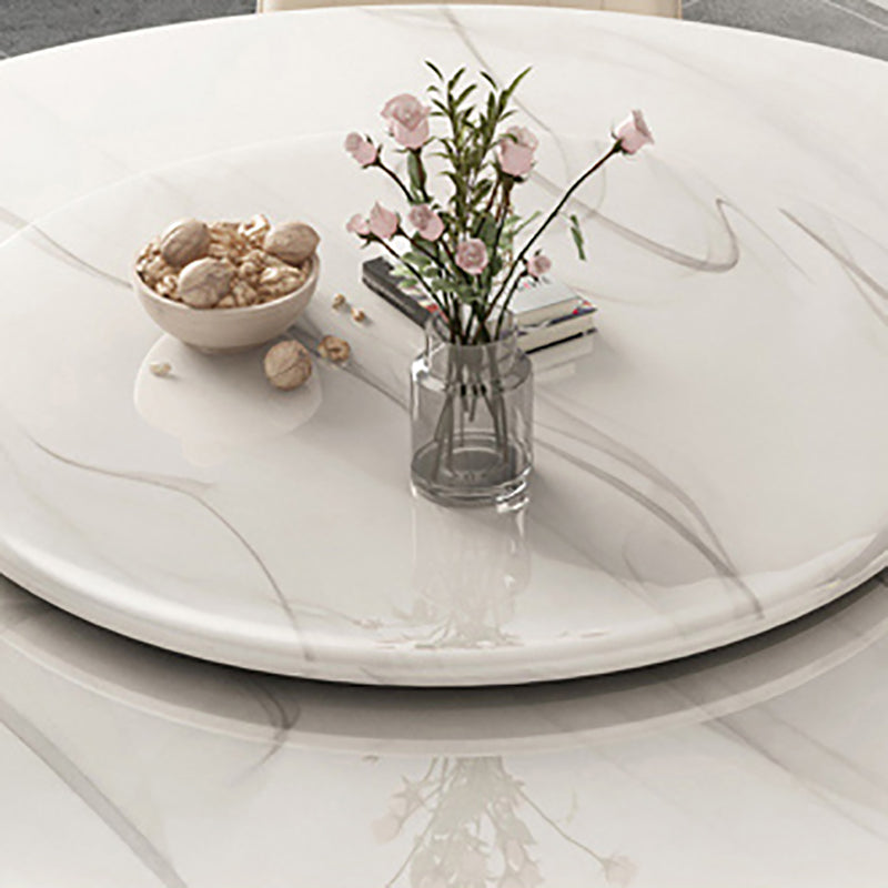 Nordic Glam Dining Round Table Dining Sintered Stone Table for Restaurant with Metal Legs