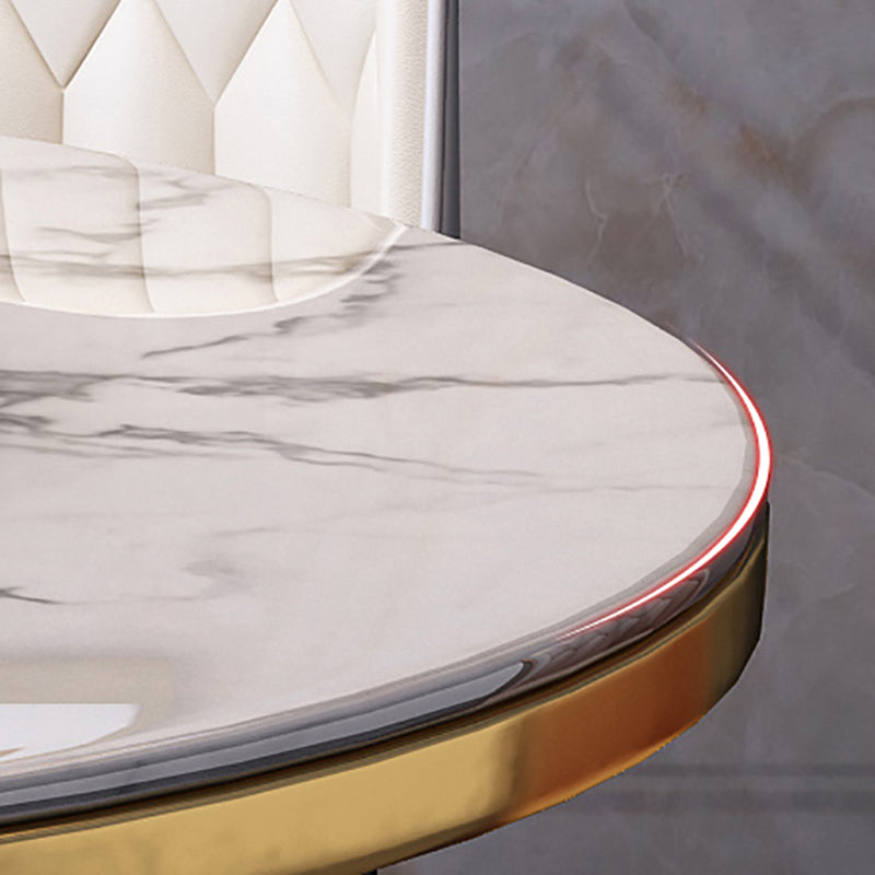 Nordic Glam Dining Round Table Dining Sintered Stone Table for Restaurant with Metal Legs