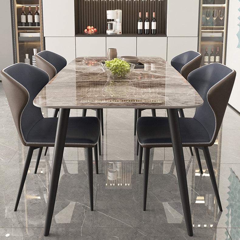 Industrial Grey Table for Restaurant Rectangle Dining Table with Metal 4 Legs