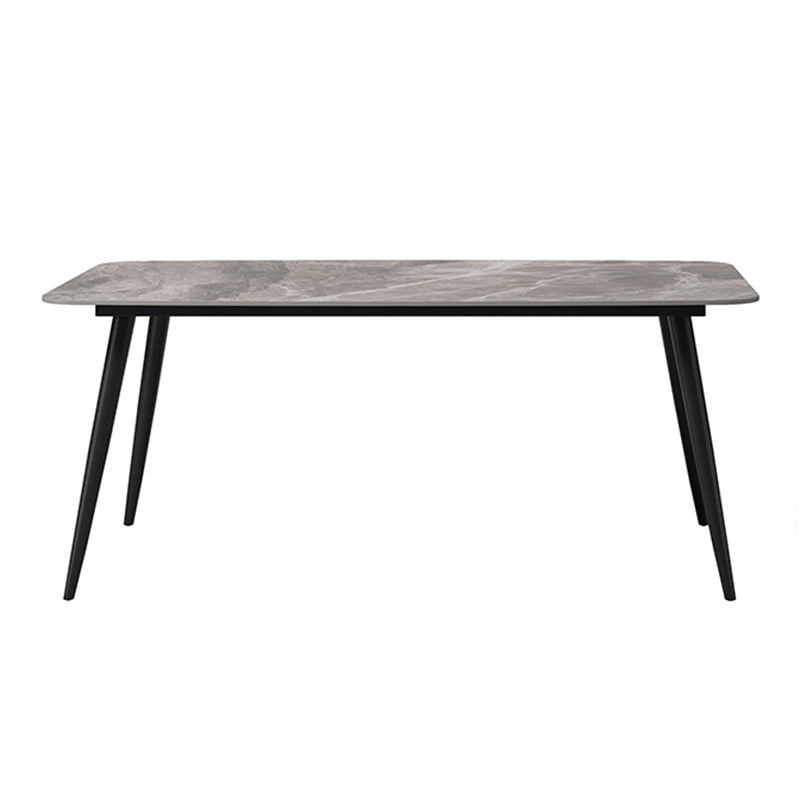 Industrial Grey Table for Restaurant Rectangle Dining Table with Metal 4 Legs