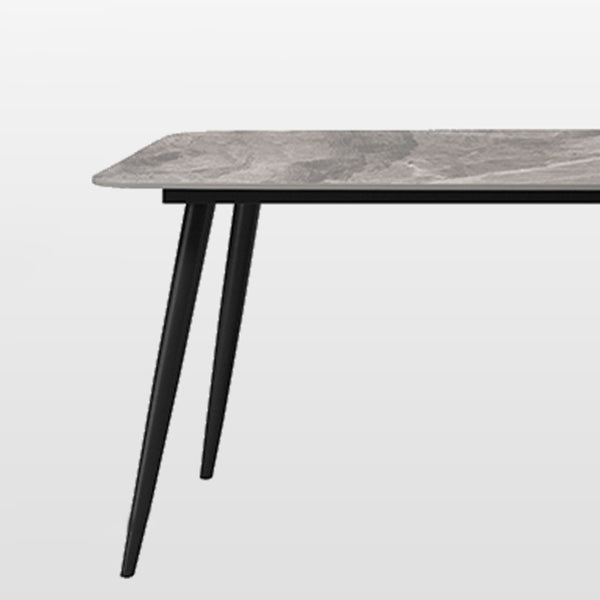Industrial Grey Table for Restaurant Rectangle Dining Table with Metal 4 Legs