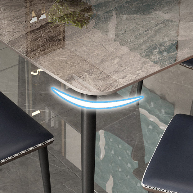 Industrial Grey Table for Restaurant Rectangle Dining Table with Metal 4 Legs