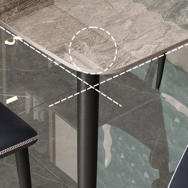 Industrial Grey Table for Restaurant Rectangle Dining Table with Metal 4 Legs
