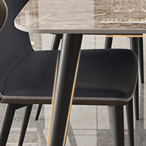 Industrial Grey Table for Restaurant Rectangle Dining Table with Metal 4 Legs