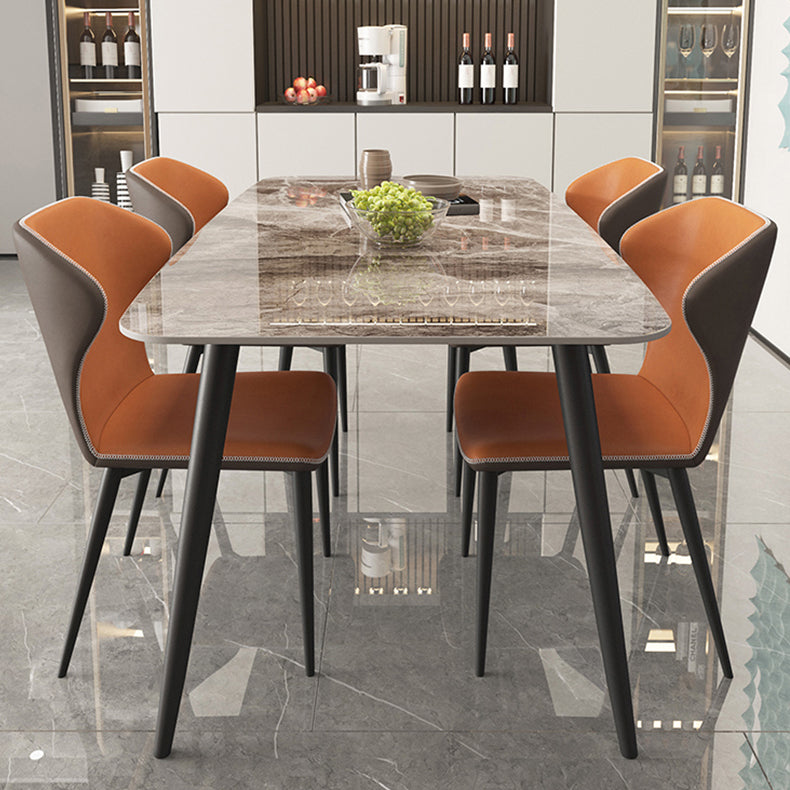 Industrial Grey Table for Restaurant Rectangle Dining Table with Metal 4 Legs