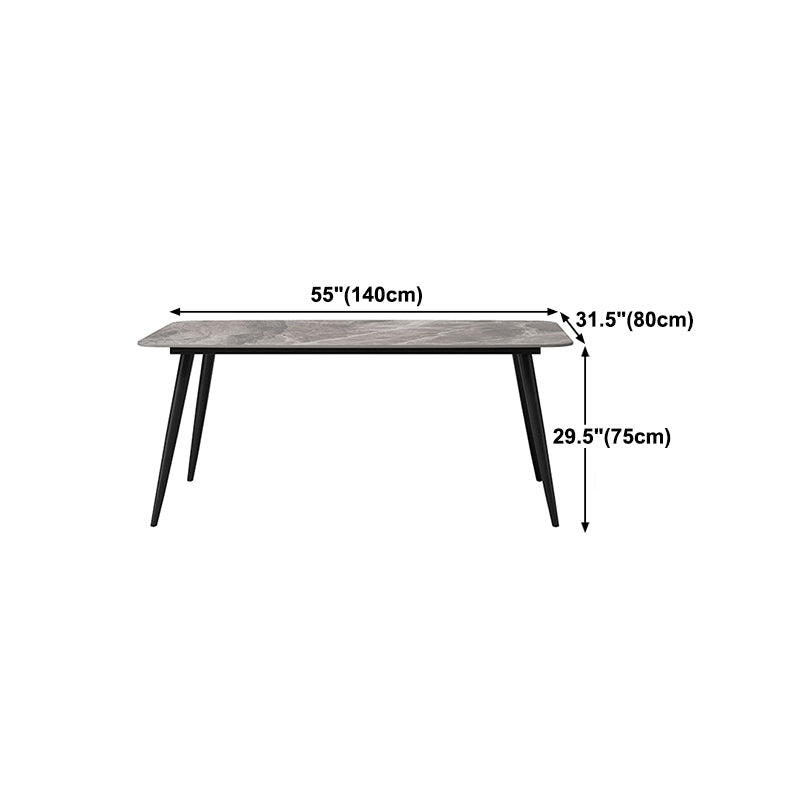 Industrial Grey Table for Restaurant Rectangle Dining Table with Metal 4 Legs