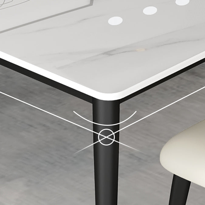 Mesa blanca industrial para restaurante Mesa de comedor rectangular con 4 patas de metal