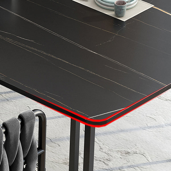 Industrial Black Table for Restaurant Rectangle Dining Table with Double Pedestal