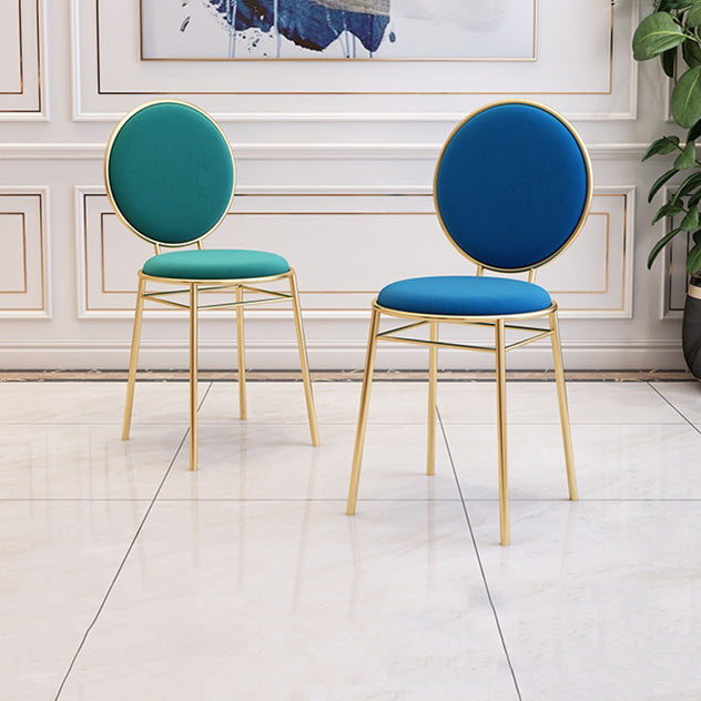 Glam Style Side Chair Upholstered King Louis Back Armless Dining Chair