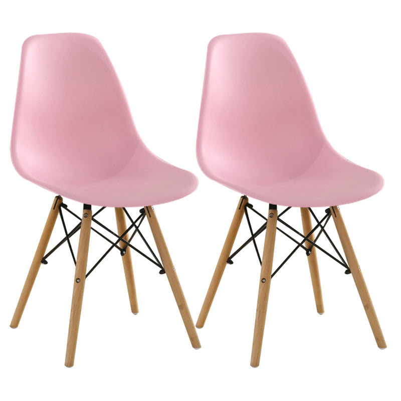 Contemporary Wood Armless Chair Kitchen Dining Room Solid Back Chair