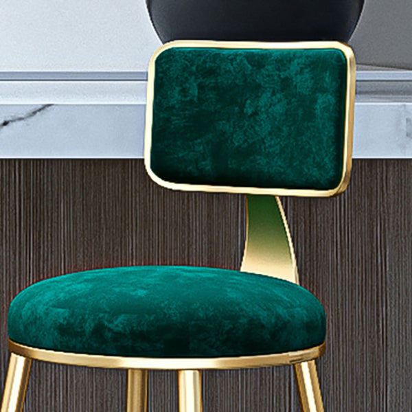 Glam Armless Backrest Counter Stool Iron Cashier Bar Stool with Flannel Cushion and Pedal