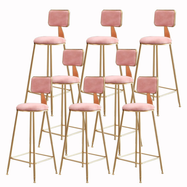 Glam Armless Backrest Counter Stool Iron Cashier Bar Stool with Flannel Cushion and Pedal