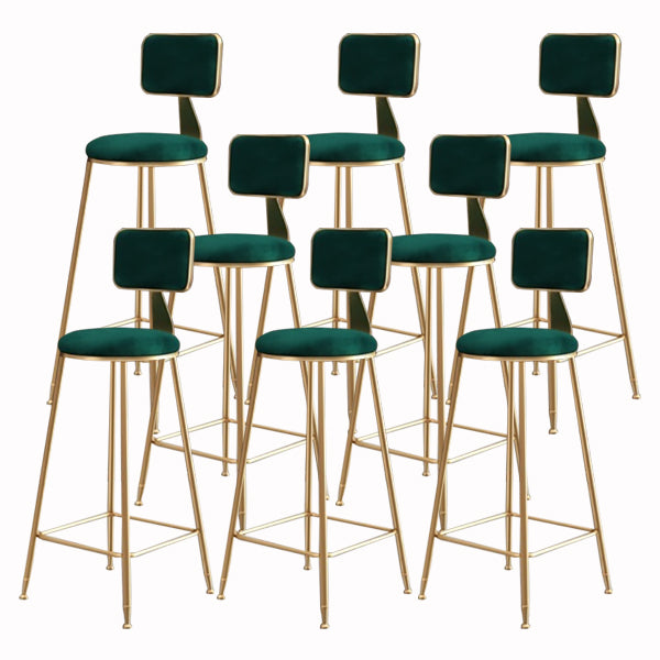 Glam Armless Backrest Counter Stool Iron Cashier Bar Stool with Flannel Cushion and Pedal