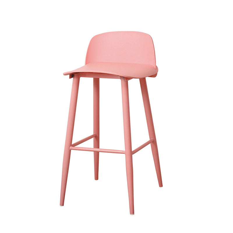 Coffee Shop Footrest Scandinavian Stool Matte Finish Plastic Barstool
