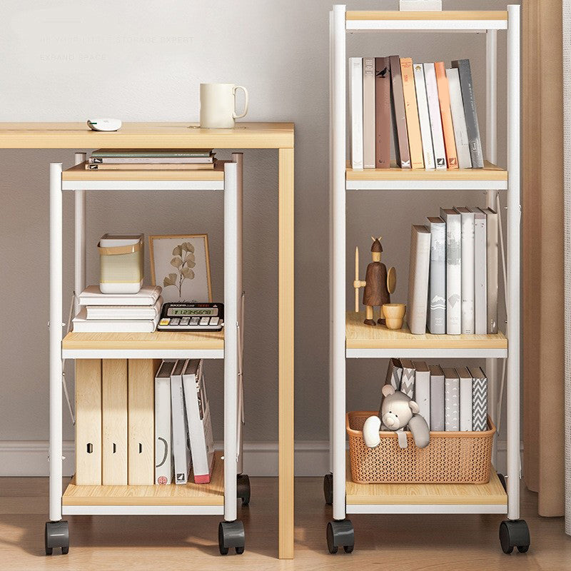 Scandinavian Style Etagere Bookcase Metal Open Back Bookshelf with Wheels
