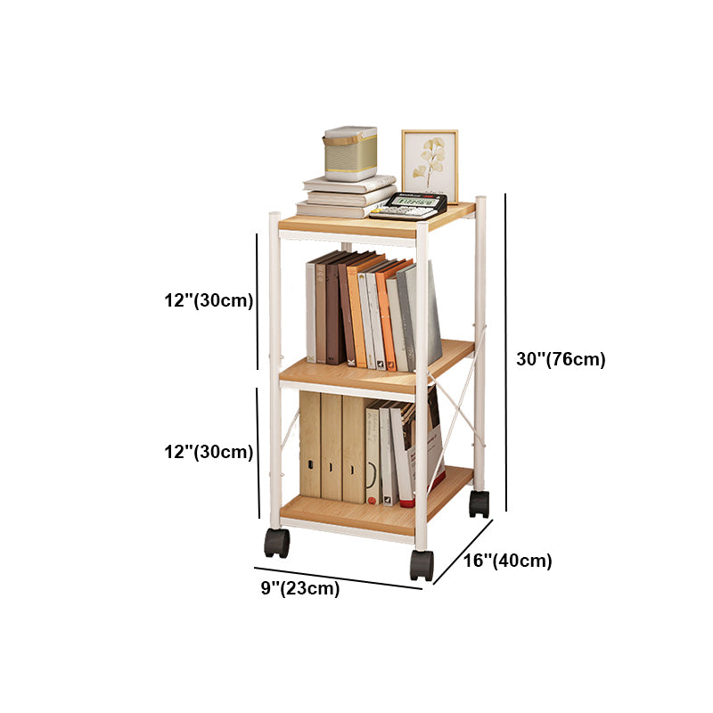 Scandinavian Style Etagere Bookcase Metal Open Back Bookshelf with Wheels