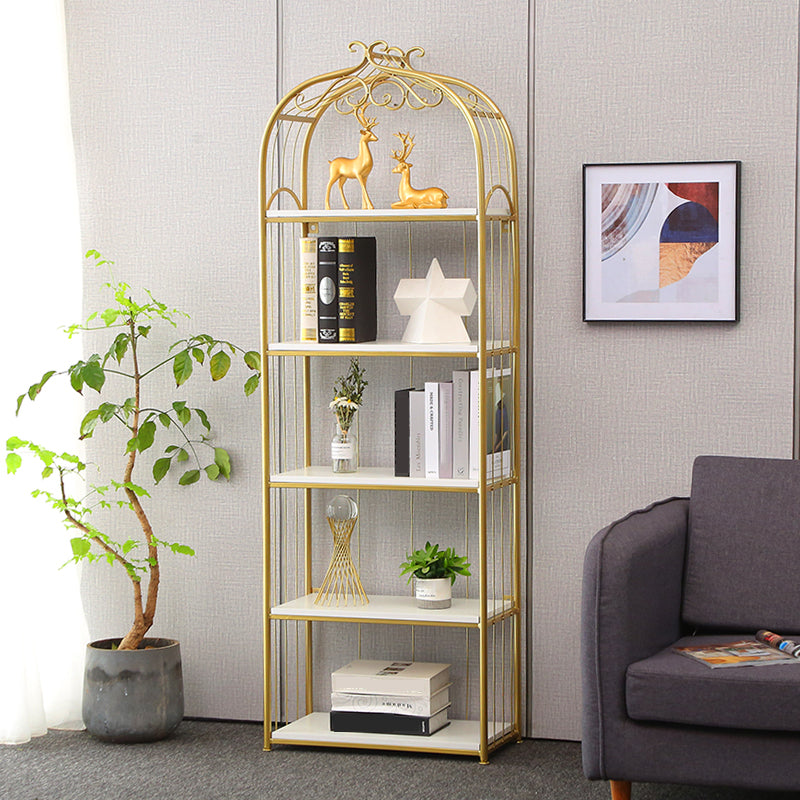 Glam Style Gold Bookshelf Metal Open Shelf Bookcase for Home