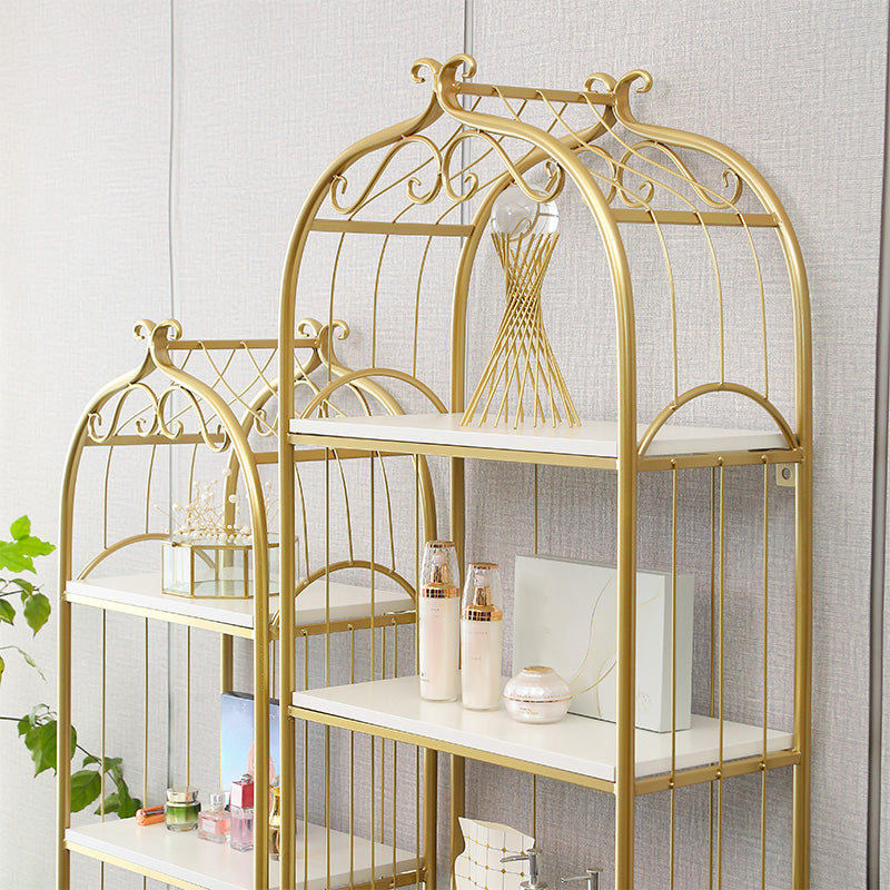 Glam Style Gold Bookshelf Metal Open Shelf Bookcase for Home
