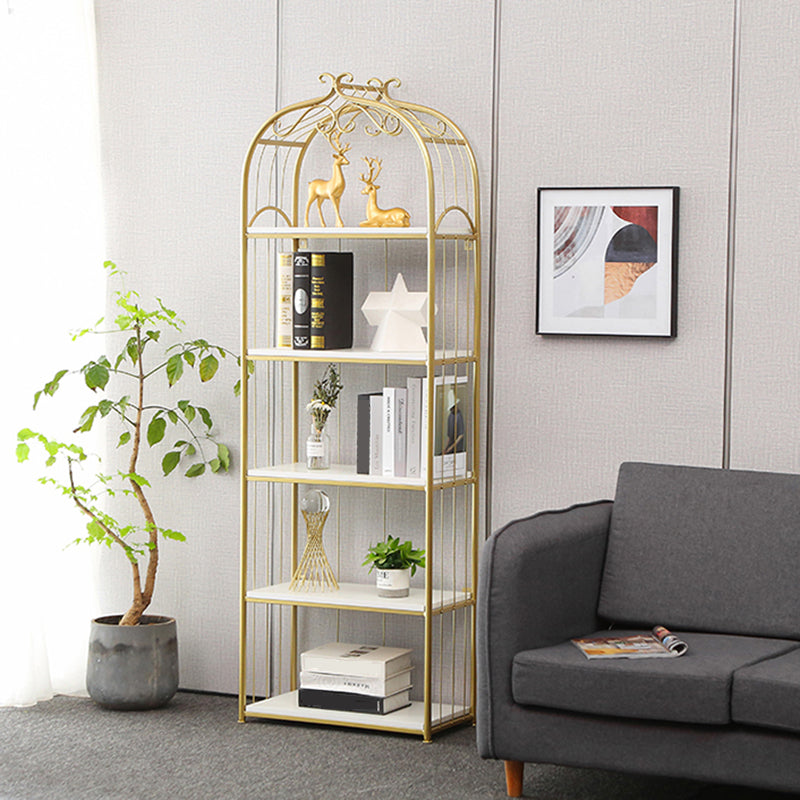 Glam Style Gold Bookshelf Metal Open Shelf Bookcase for Home
