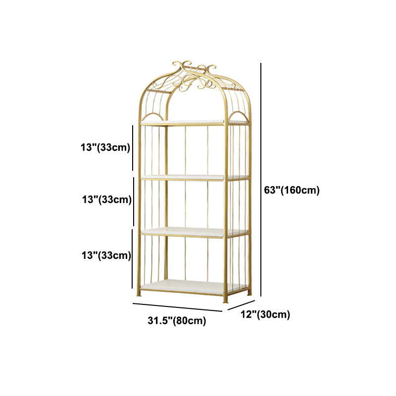 Glam Style Gold Bookshelf Metal Open Shelf Bookcase for Home