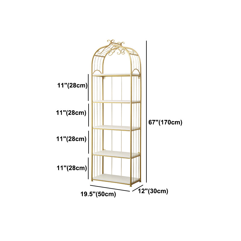 Glam Style Gold Bookshelf Metal Open Shelf Bookcase for Home