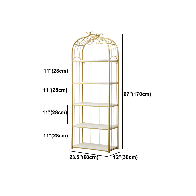 Glam Style Gold Bookshelf Metal Open Shelf Bookcase for Home