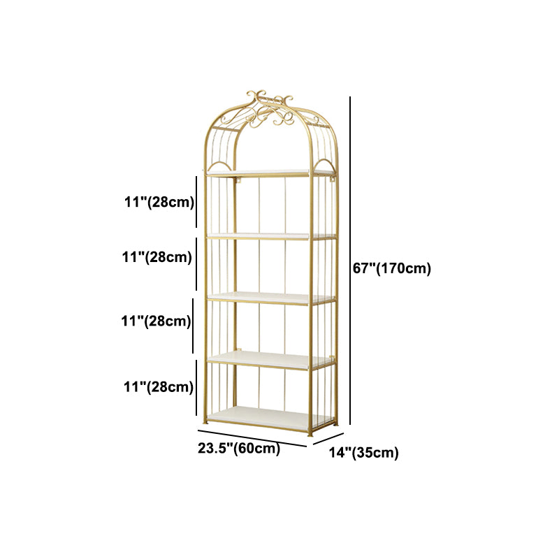 Glam Style Gold Bookshelf Metal Open Shelf Bookcase for Home