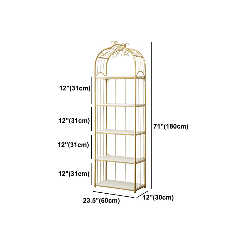 Glam Style Gold Bookshelf Metal Open Shelf Bookcase for Home