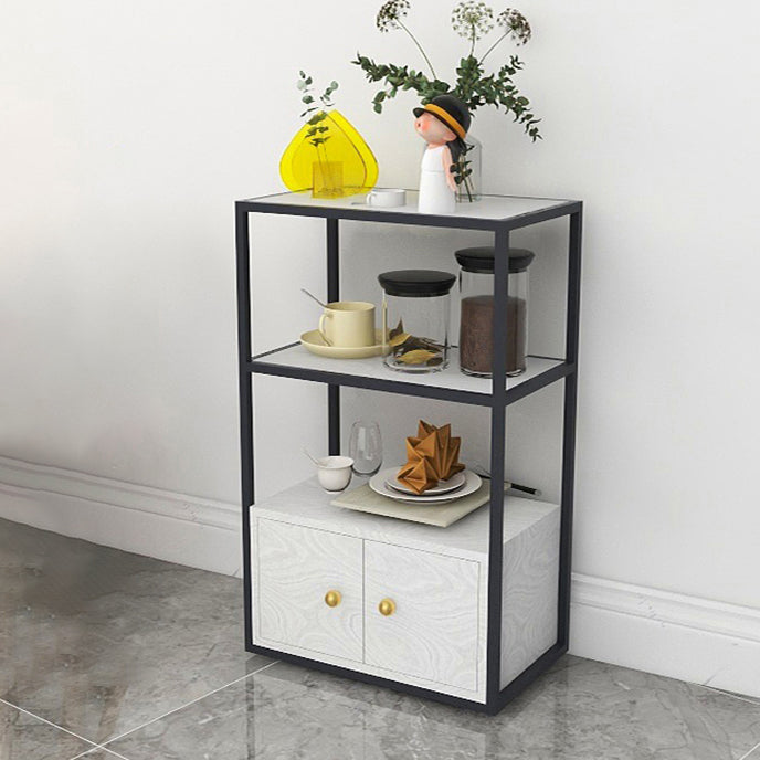Glam Style Open Bookshelf Etagere Shelf Bookcase with Cabinet for Home