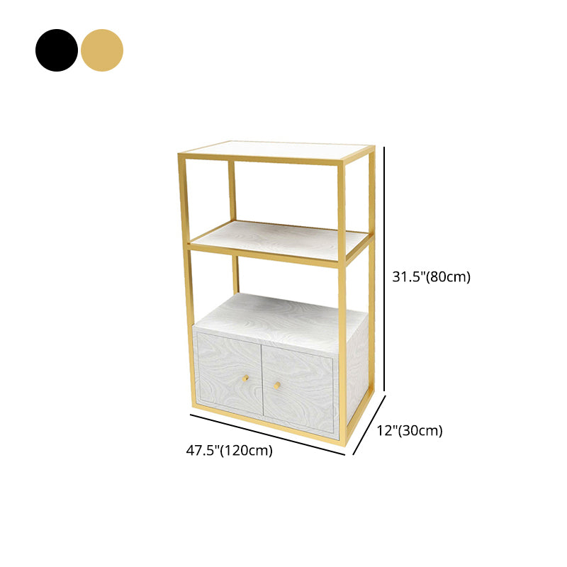 Glam Style Open Bookshelf Etagere Shelf Bookcase with Cabinet for Home