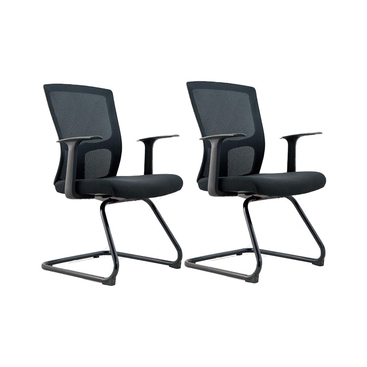 Contemporary Mid Back Office Chair with Fixed Arms Microfiber Task Chair with Black Frame