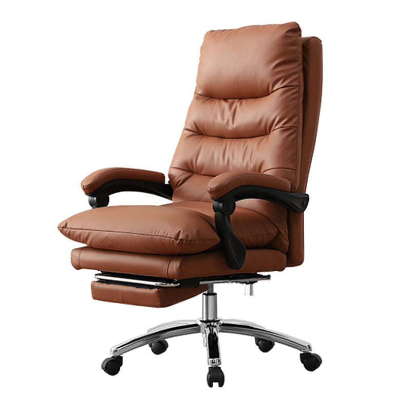High Back Office Chair Leather Sponge Seat Fixed Armrest with Office Chair
