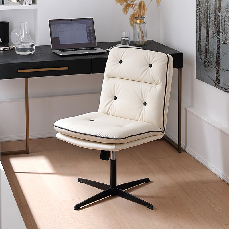 Mid-back Office Chair Leather Seat with Fixed Armrest and Tufted Office Chair
