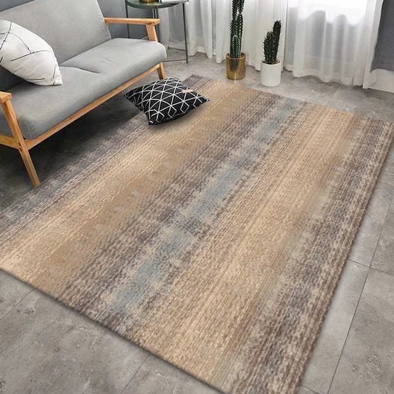 Beige Striped Carpet Polyester Simple Area Carpet Washable Carpet for Drawing Room
