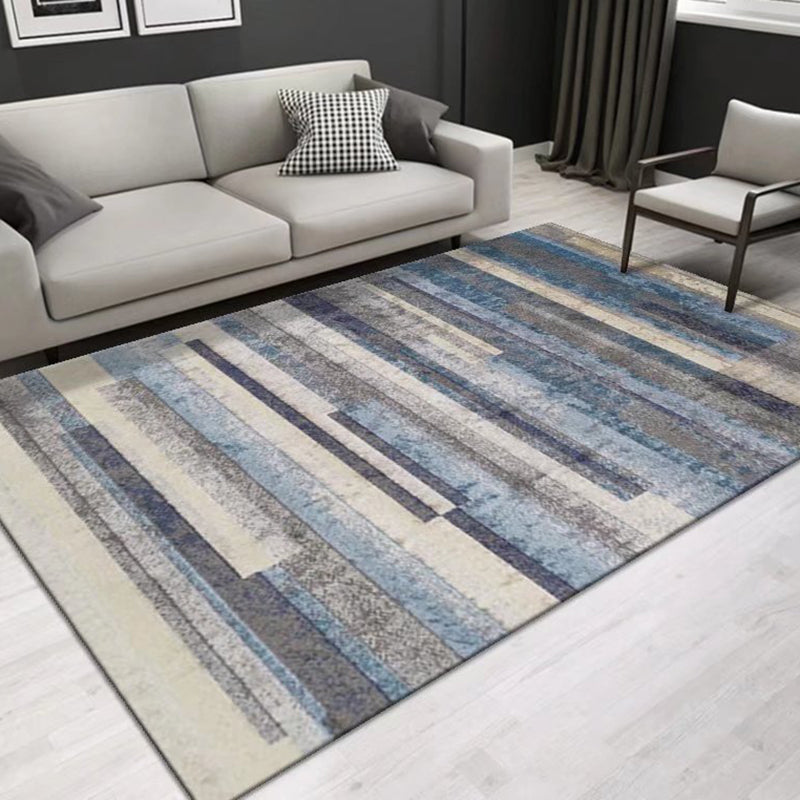 Beige Striped Carpet Polyester Simple Area Carpet Washable Carpet for Drawing Room