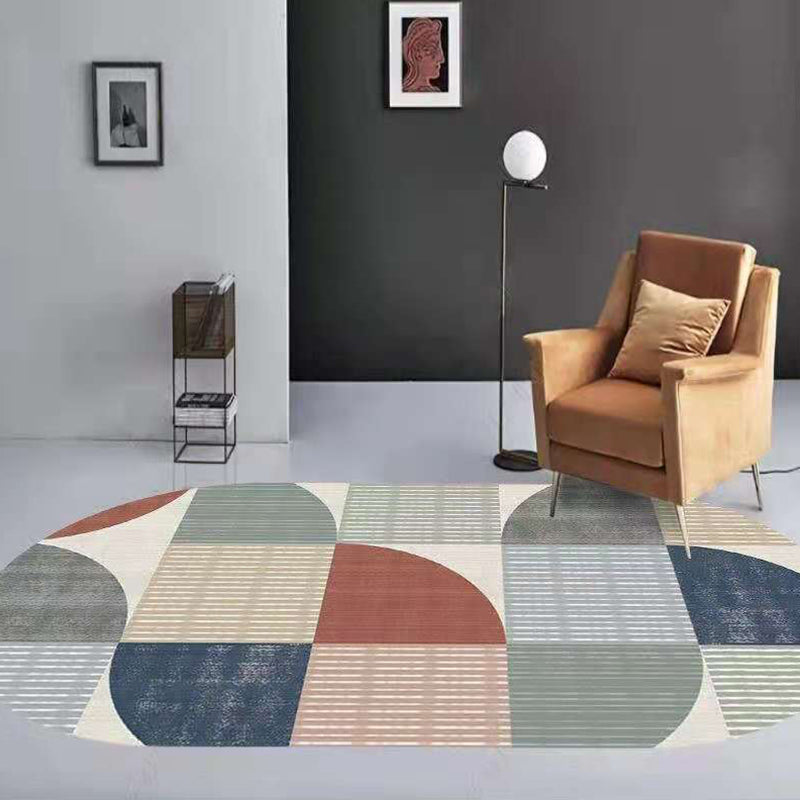 Light Green Color Block Rug Polyester Nordic Indoor Rug Washable Rug for Home Decor
