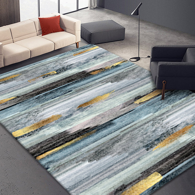 Light Blue Modern Carpet Polyester Graphic Carpet Washable Carpet for Drawing Room