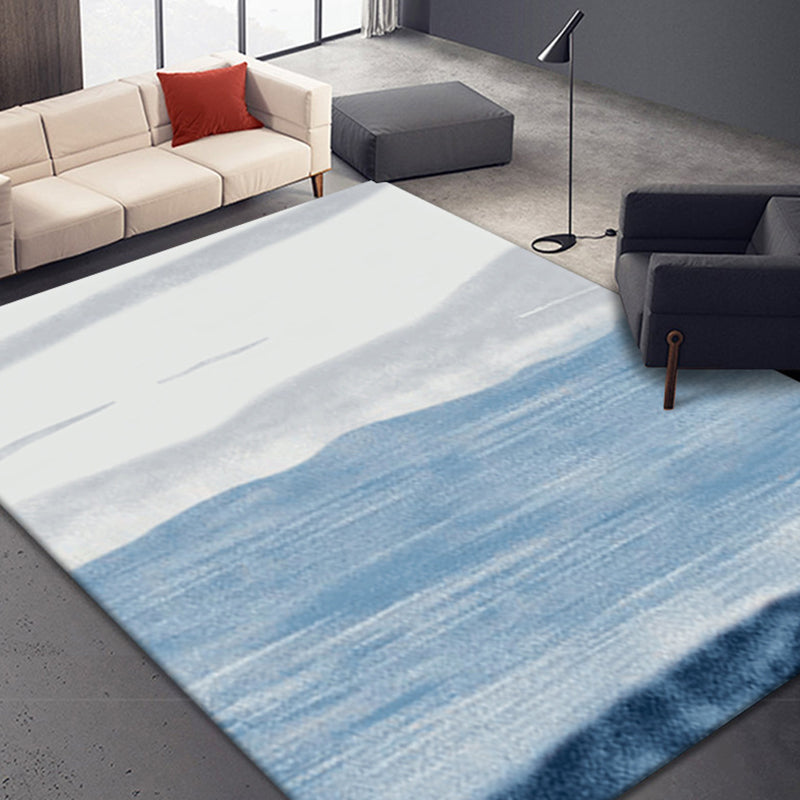 Light Blue Modern Carpet Polyester Graphic Carpet Washable Carpet for Drawing Room