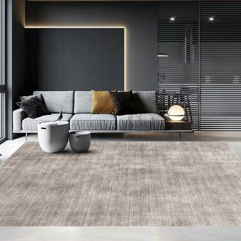 Dark Red Modern Rug Polyester Pure Color Rug Stain Resistant Rug for Living Room