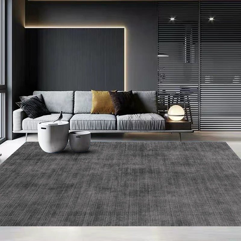 Dark Red Modern Rug Polyester Pure Color Rug Stain Resistant Rug for Living Room
