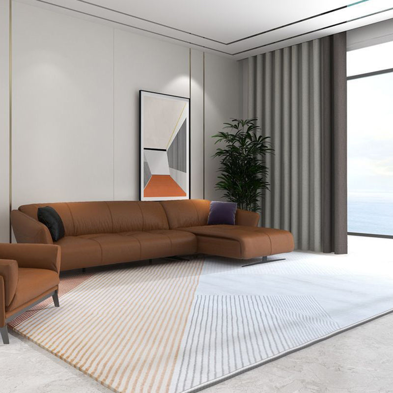Orange Straight Stripe Rug Polyester Modern Rug Stain Resistant Rug for Living Room