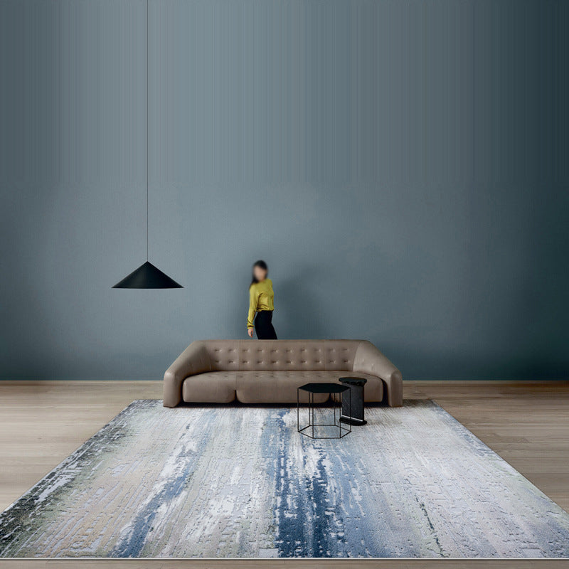 Grey Contemporary Carpet Polyester Graphic Carepet Washable Carpet for Living Room